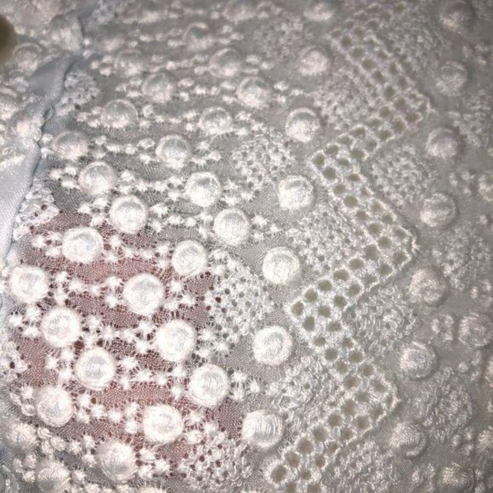 Textured Top Womens Vintage Handmade Light Blue Short Sleeve Button Front - Picture 10 of 12